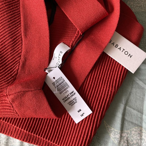Babaton Sculpt Knit Criss Cross Cropped Tank in Corsa Red - Picture 2 of 2
